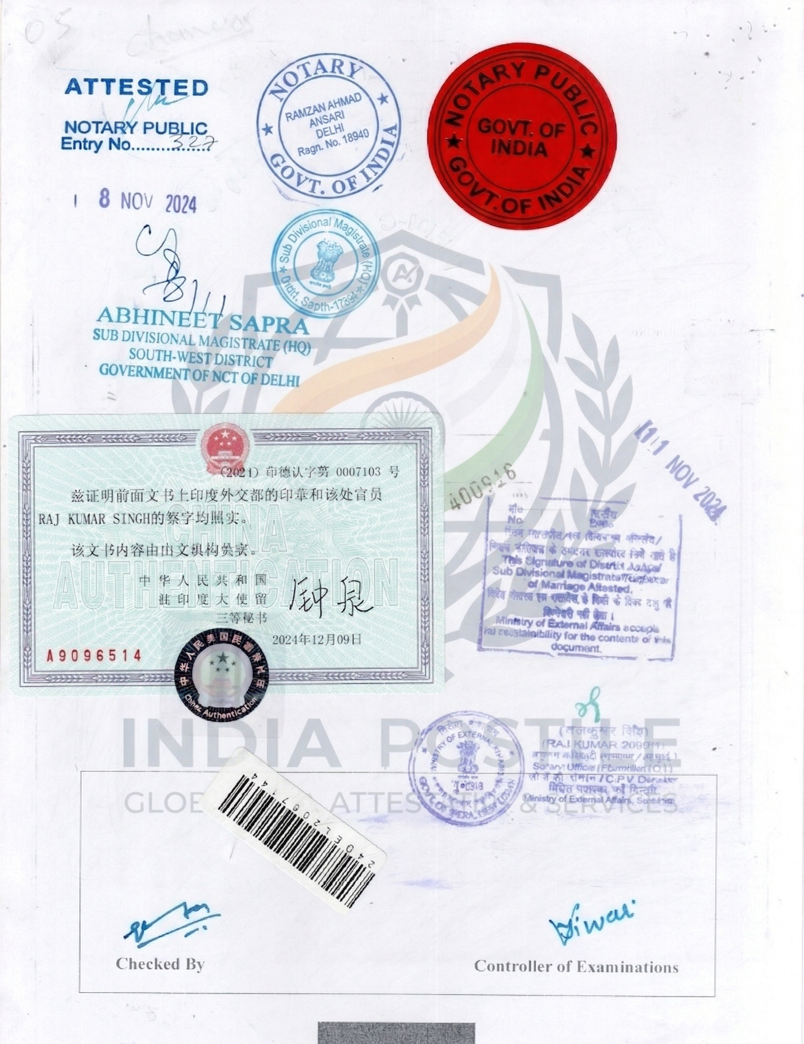 China Embassy Attestation services in India for visa and business work