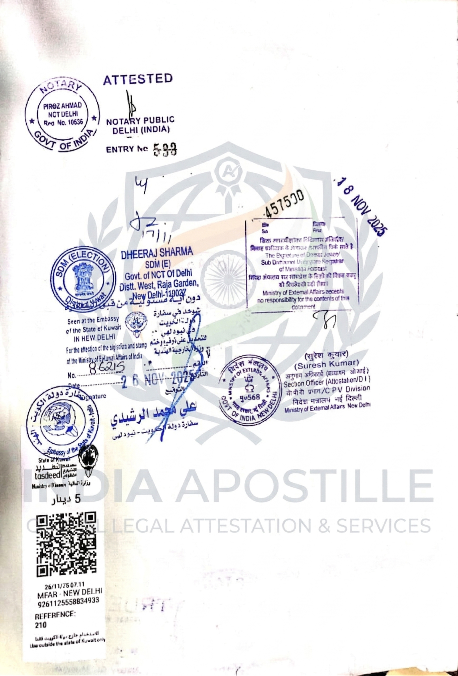 Kuwait Embassy Attestation expert service in India for employment and PR